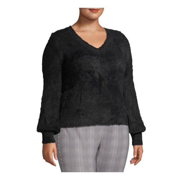 LONG SLEEVE FLUFFY PULLOVER SWEATER - Picture 2 of 6